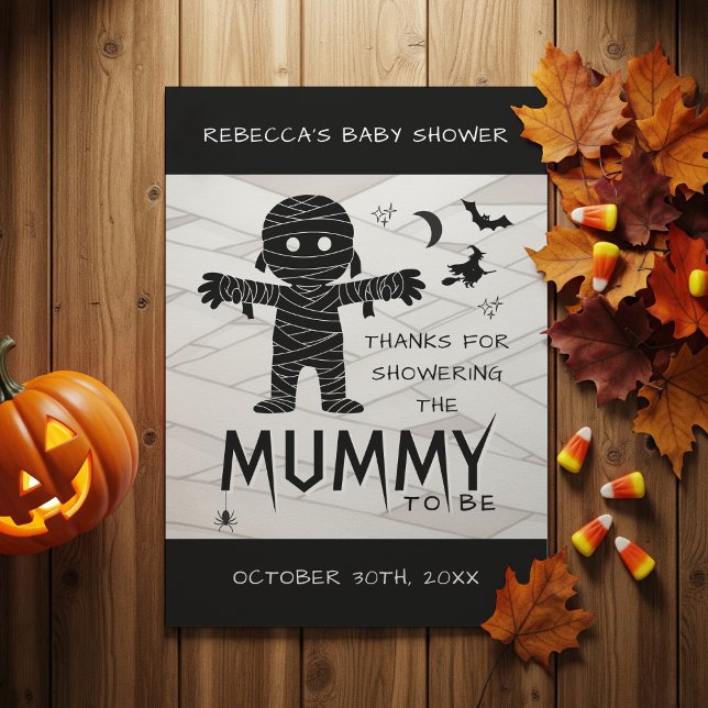 Tarjeta De Agradecimiento Mamá será la foto de Baby Shower de Halloween (Mummy to Be Halloween Baby Shower Photo Thank You Card
)