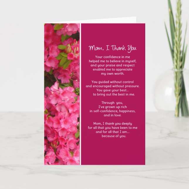 Tarjeta De Agradecimiento Mamá, Te Agradezco... (Anverso)