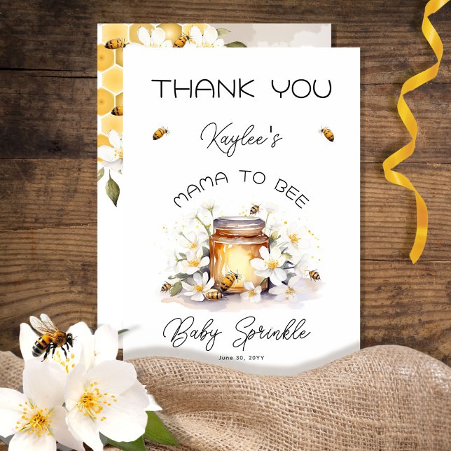 Tarjeta De Agradecimiento Mama to Bee Flores y Abejas Nena Rociar (Subido por el creador)