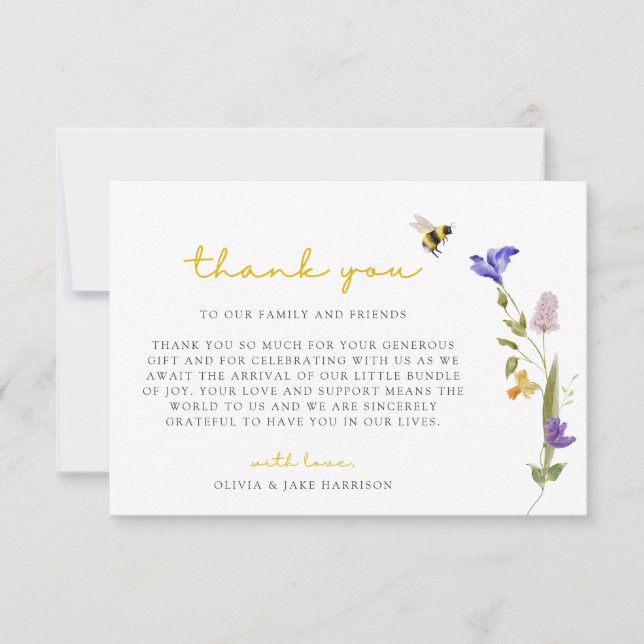 Tarjeta De Agradecimiento Mama to Bee Wildflower (Anverso)