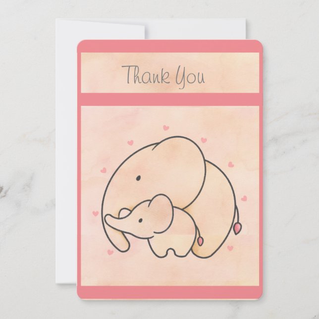 Tarjeta De Agradecimiento Mama y Baby Elephant (Anverso)