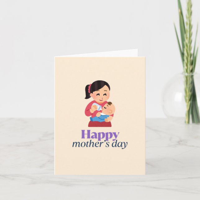 Tarjeta De Agradecimiento Mamá y bebé, feliz día de la madre (Anverso)