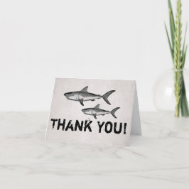 Tarjeta De Agradecimiento Mamá y bebé tiburones océano ~Beach Gracias