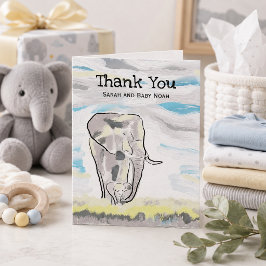 Tarjeta De Agradecimiento Mamá y elefante bebé Baby Shower
