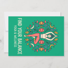 Tarjeta De Agradecimiento Mandal del Árbol de la Postura de Yoga y Bienestar