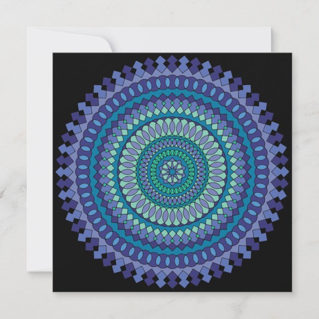 Tarjeta De Agradecimiento Mandala azul (Anverso)
