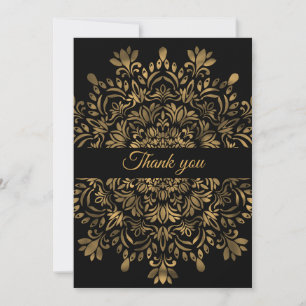 Tarjeta De Agradecimiento mandala clásico tradicional de lujo en oro arte de