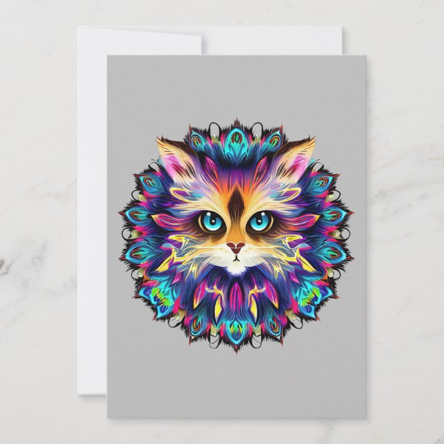 Tarjeta De Agradecimiento Mandala con un lindo retrato de gato (Anverso)