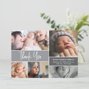 Tarjeta De Agradecimiento Manejo Baby Shower de Collage de fotos moderno
