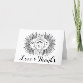 Tarjeta De Agradecimiento Manejo místico Boho Celestial Sun & Moon