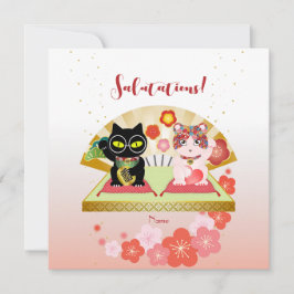 Tarjeta De Agradecimiento Maneki Neko Lucky Poiluna