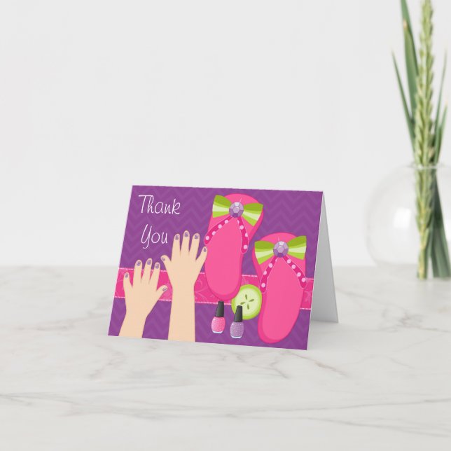 Tarjeta De Agradecimiento Mani Pedi Spa Birthday Party Thank You Card (Anverso)