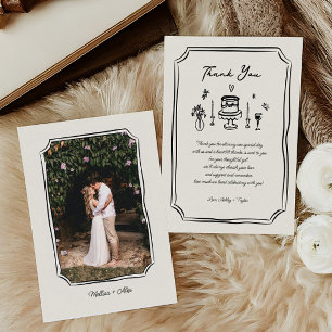 Tarjeta De Agradecimiento Mano caprichosa dibuja una foto Boda rara