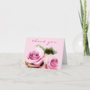 Tarjeta De Agradecimiento Mano de Gracias Escritura Elegante Rosas Acuarela