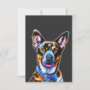 Tarjeta De Agradecimiento Mano de retrato de perro de color acuático pintado