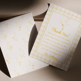 Tarjeta De Agradecimiento Mano dibujada de amarillo Silly Goose Gingham Baby