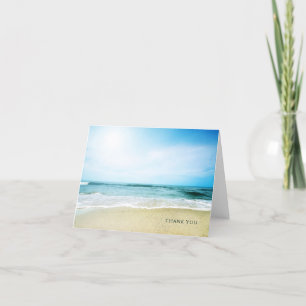 Tarjeta De Agradecimiento Manta de playa océano en blanco