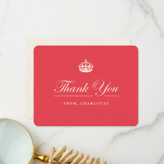Tarjeta De Agradecimiento Mantén la Calma Corona Real Chic Rojo Fiesta Cumpl