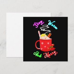 Tarjeta De Agradecimiento Mantente Cálido Y Feliz Navidad De Copos De Nieve