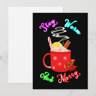 Tarjeta De Agradecimiento Mantente Cálido Y Feliz Navidad De Copos De Nieve