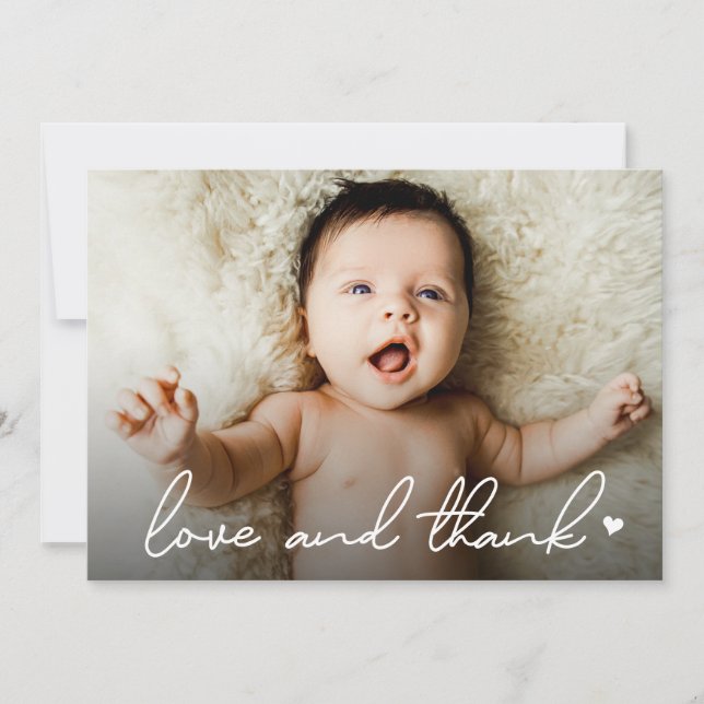 Tarjeta De Agradecimiento Manuales modernos Baby Photo amor and gracias (Anverso)
