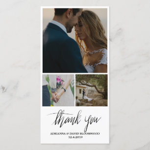 Tarjeta De Agradecimiento Manuscritos caprichosos le agradecen la boda tres