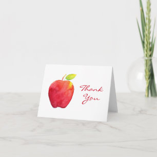 Tarjeta De Agradecimiento Manzana de acuarela roja