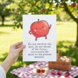 Tarjeta De Agradecimiento Manzana Roja Divertida Comer una Manzana Roja Día