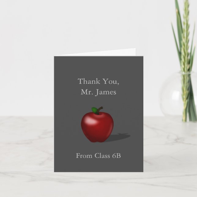 Tarjeta De Agradecimiento Manzana Roja "Gracias Maestro" Clase Personalizada (Anverso)