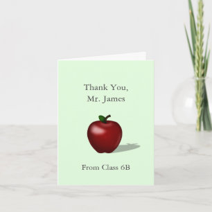 Tarjeta De Agradecimiento Manzana Roja "Gracias Maestro" Escuela Personaliza