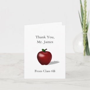 Tarjeta De Agradecimiento Manzana Roja "Gracias Profesor" Mensaje Personaliz