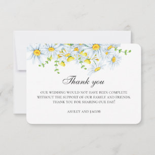 Tarjeta De Agradecimiento Manzanilla de verano. Flores de jardín de primaver