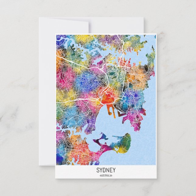 Tarjeta De Agradecimiento Mapa de Australia en Sydney (Anverso)