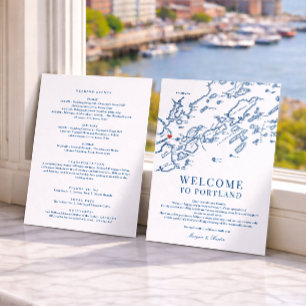 Tarjeta De Agradecimiento Mapa de bodas de bienvenida itinerario de Portland