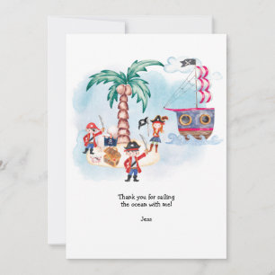 Tarjeta De Agradecimiento Mapa de caza del tesoro de piratas Cumpleaños niño