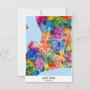 Tarjeta De Agradecimiento Mapa de Ciudad del Cabo de Sudáfrica