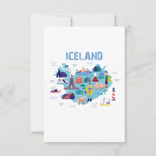 Tarjeta De Agradecimiento Mapa de Islandia (Anverso)