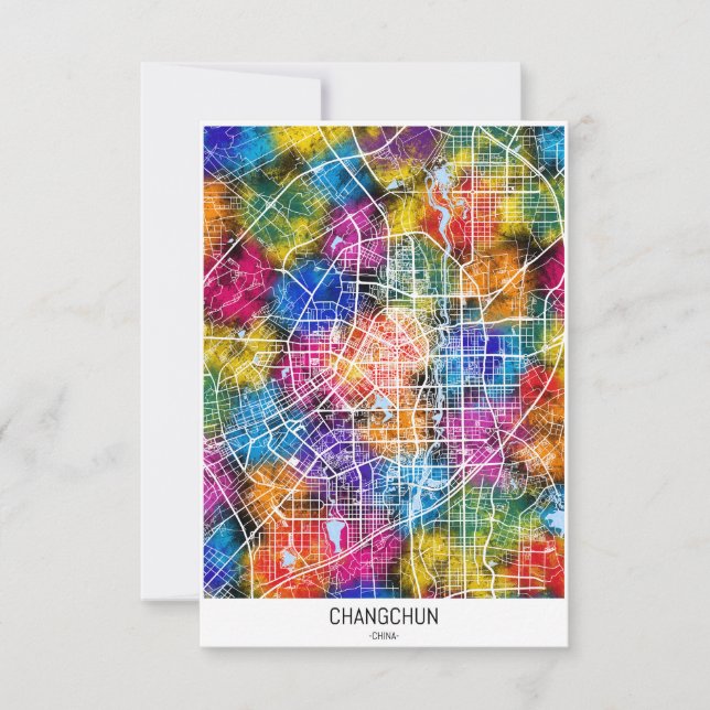 Tarjeta De Agradecimiento Mapa de la ciudad de Changchun (Anverso)