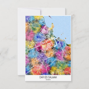 Tarjeta De Agradecimiento Mapa de la ciudad de Dar es Salaam