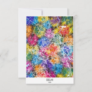 Tarjeta De Agradecimiento Mapa de la ciudad de Delhi India