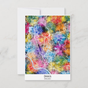 Tarjeta De Agradecimiento Mapa de la ciudad de Dhaka en Bangladesh