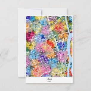 Tarjeta De Agradecimiento Mapa de la ciudad de Giza Egipto