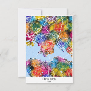 Tarjeta De Agradecimiento Mapa de la ciudad de Hong Kong en China