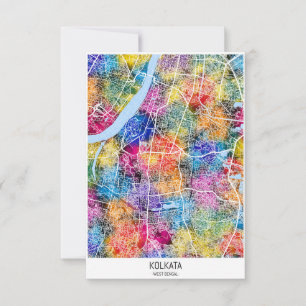 Tarjeta De Agradecimiento Mapa de la ciudad de Kolkata en Bengala Occidental