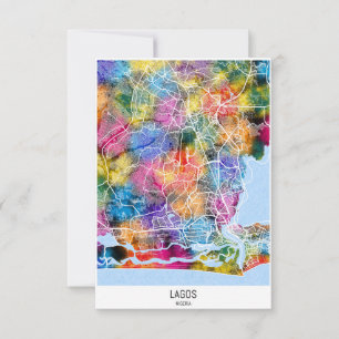Tarjeta De Agradecimiento Mapa de la ciudad de Lagos en Nigeria