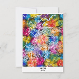 Tarjeta De Agradecimiento Mapa de la ciudad de Lahore Pakistán