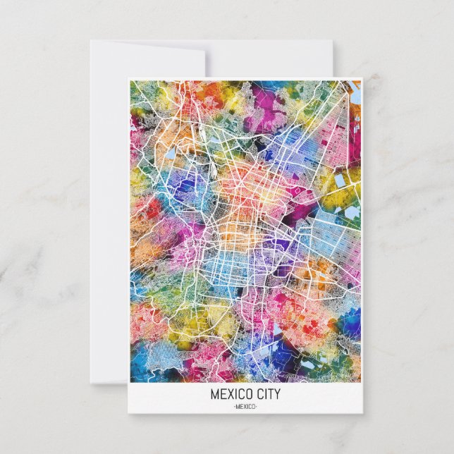 Tarjeta De Agradecimiento Mapa de la Ciudad de México México (Anverso)