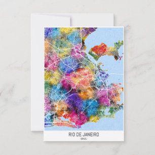 Tarjeta De Agradecimiento Mapa de la ciudad de Río de Janeiro en Brasil