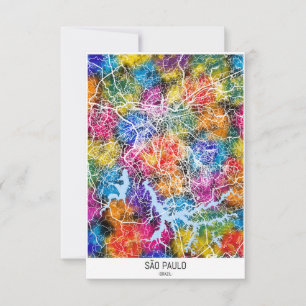 Tarjeta De Agradecimiento Mapa de la ciudad de São Paulo en Brasil