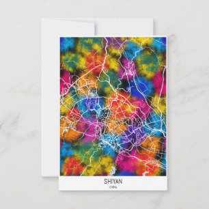 Tarjeta De Agradecimiento Mapa de la ciudad de Shiyan China